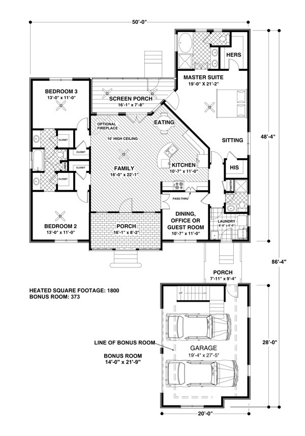 Main Floor Plan for House Plan #272281