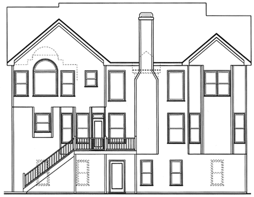 Rear Elevation for House Plan #123842