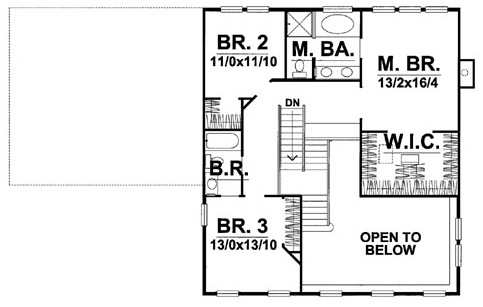Second Floor Plan for House Plan #295001
