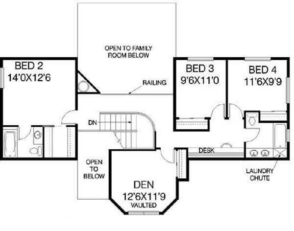 Second Floor Plan for House Plan #167143