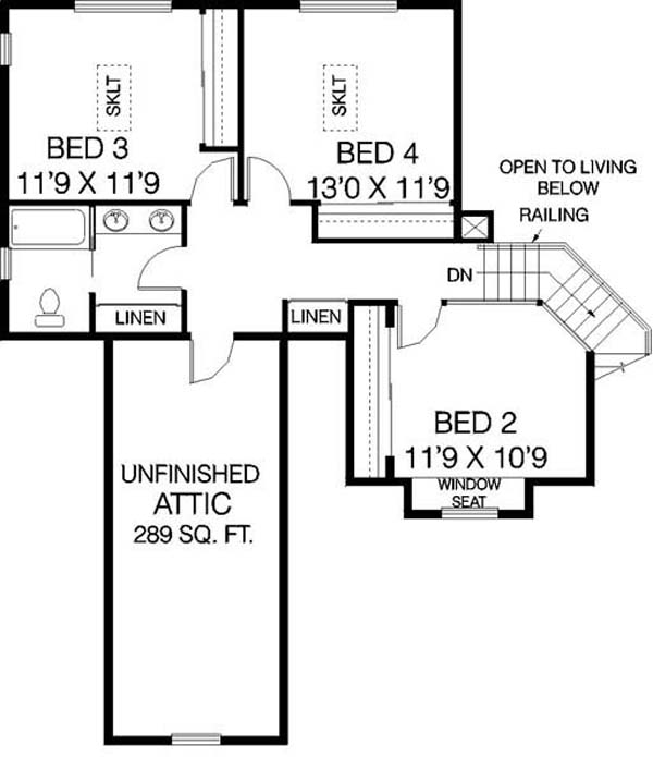 Second Floor Plan for House Plan #163243