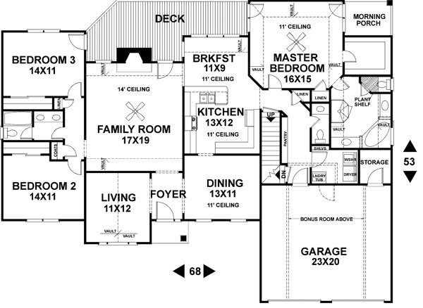 Main Floor Plan for House Plan #278102