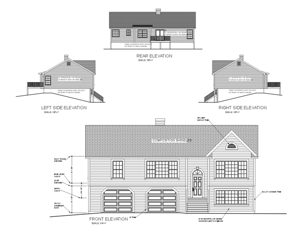 Rear Elevation for House Plan #270151