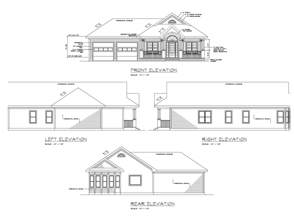 Rear Elevation for House Plan #278021