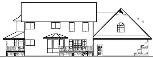 Rear Elevation for House Plan #165073