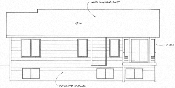 Rear Elevation for House Plan #355990