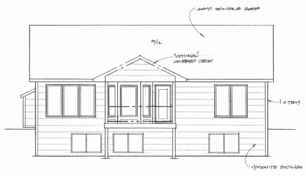 Rear Elevation for House Plan #351901