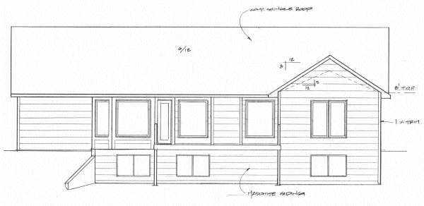 Rear Elevation for House Plan #355461