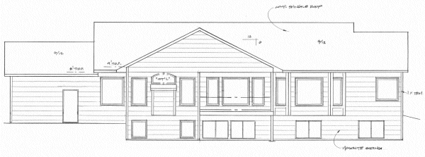 Rear Elevation for House Plan #355681