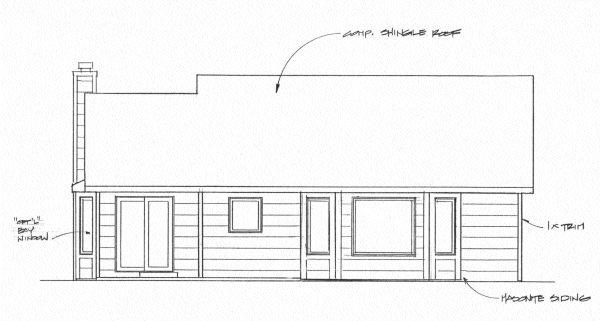 Rear Elevation for House Plan #353011