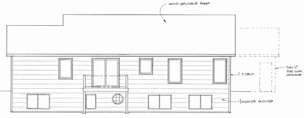 Rear Elevation for House Plan #355421