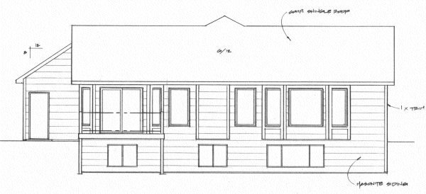 Rear Elevation for House Plan #354121