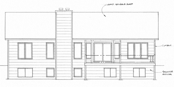 Rear Elevation for House Plan #351431