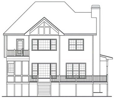 Rear Elevation for House Plan #124762