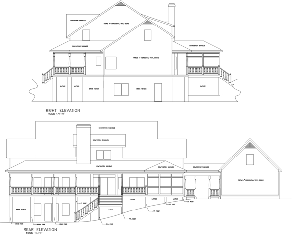 Rear Elevation for House Plan #275043