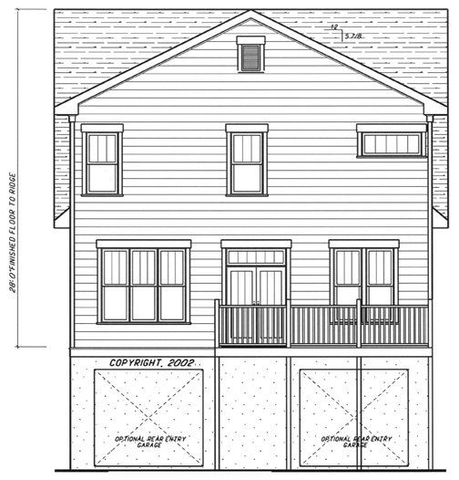 Rear Elevation for House Plan #124903