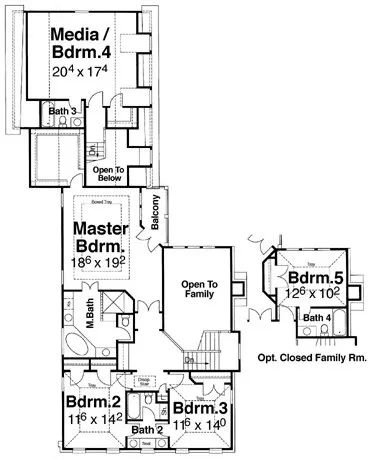 Second Floor Plan for House Plan #122143