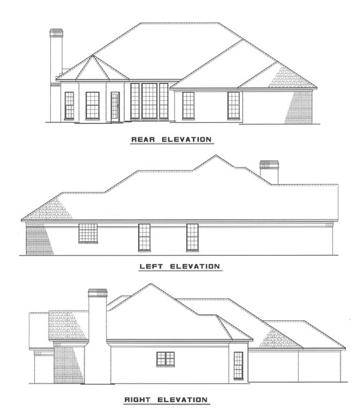 Rear Elevation for House Plan #317010