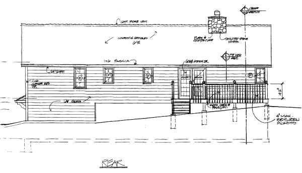 Rear Elevation for House Plan #188910