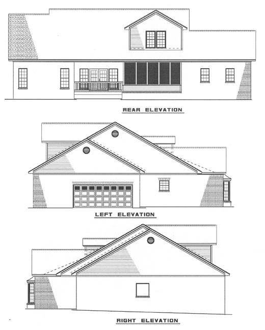 Rear Elevation for House Plan #315310