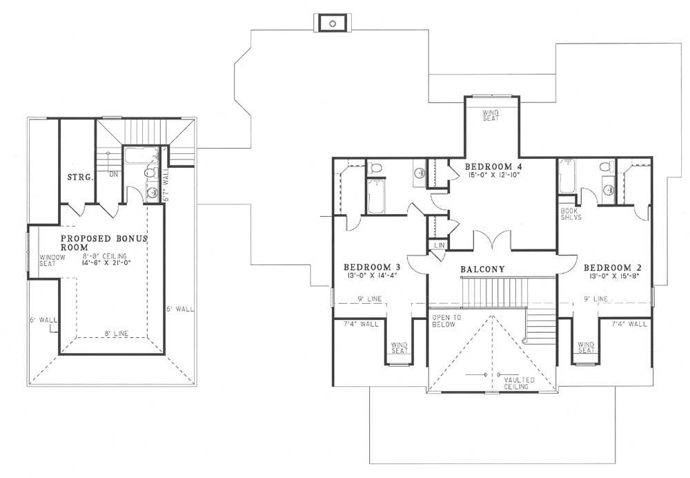 Second Floor Plan for House Plan #313410