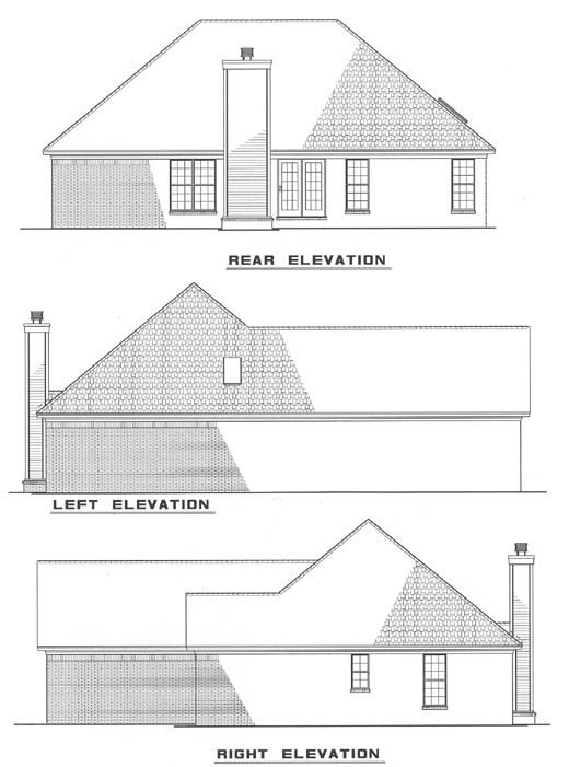 Rear Elevation for House Plan #318410