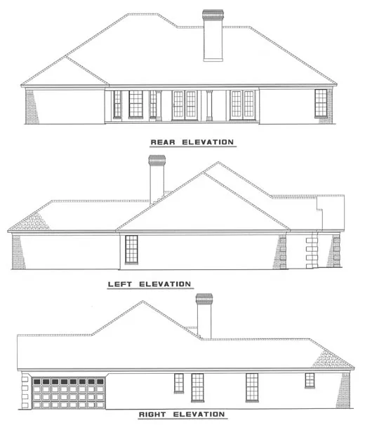 Rear Elevation for House Plan #319410