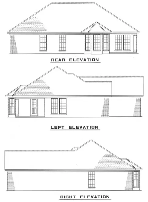 Rear Elevation for House Plan #310510