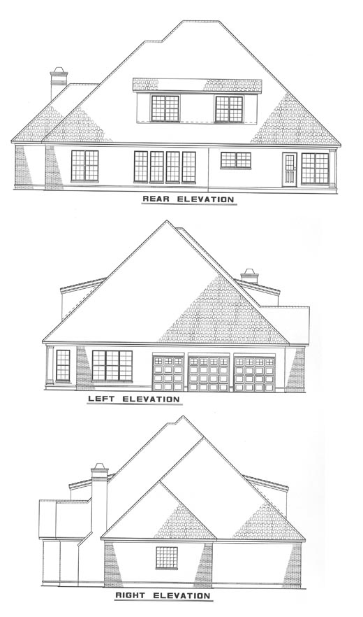 Rear Elevation for House Plan #311510
