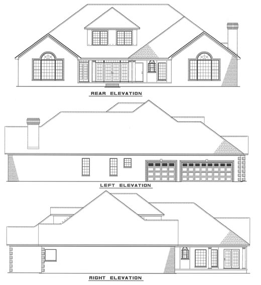 Rear Elevation for House Plan #317510