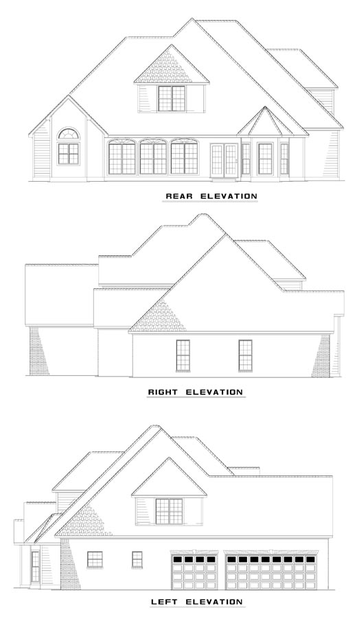 Rear Elevation for House Plan #311610