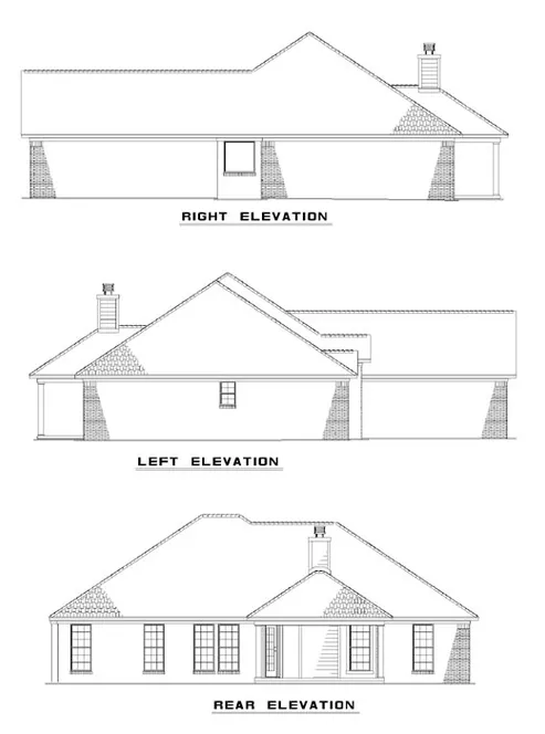 Rear Elevation for House Plan #315610