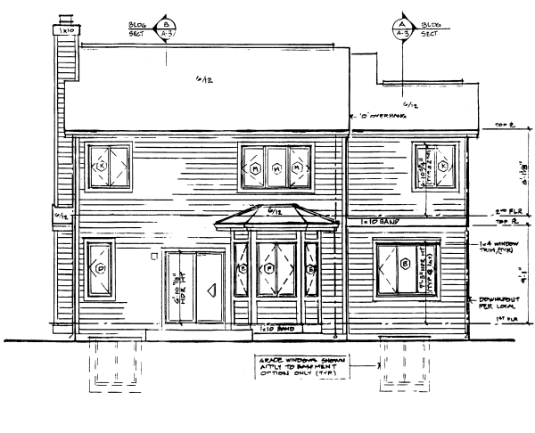 Rear Elevation for House Plan #188624