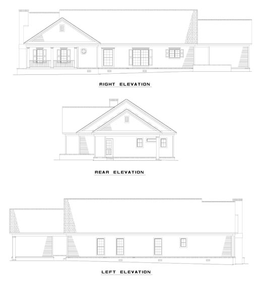 Rear Elevation for House Plan #319610