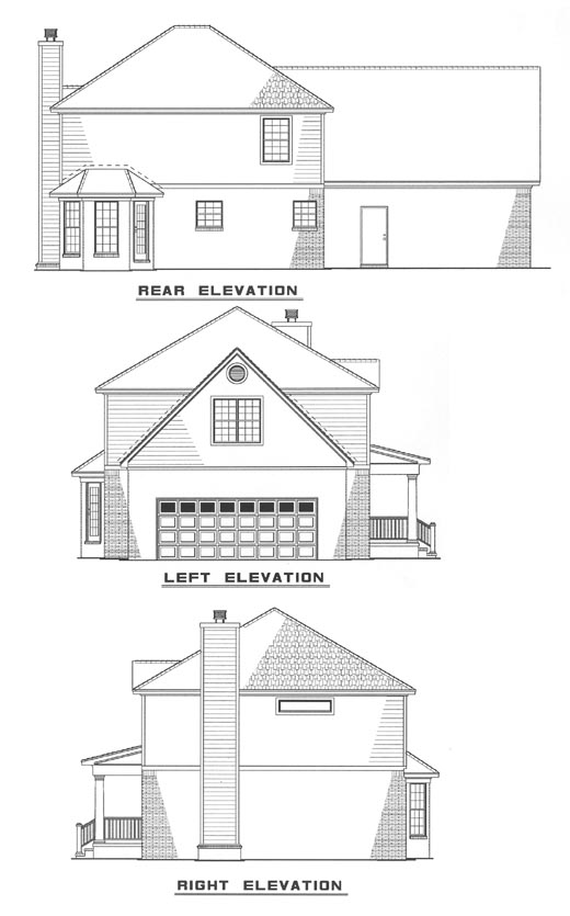 Rear Elevation for House Plan #317710
