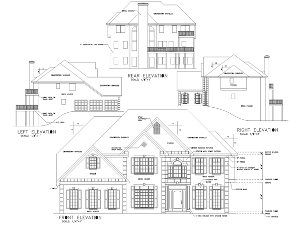 Rear Elevation for House Plan #277013