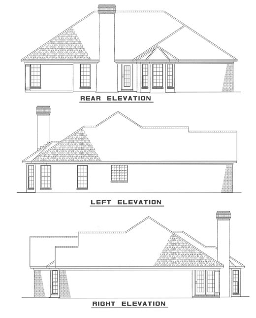 Rear Elevation for House Plan #316020