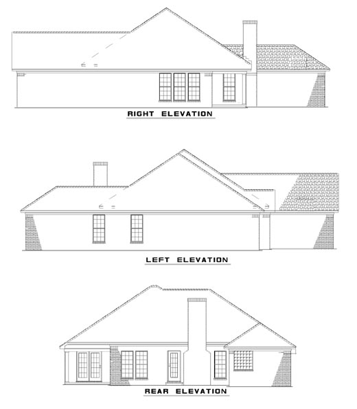 Rear Elevation for House Plan #319120
