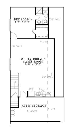 Second Floor Plan for House Plan #312220