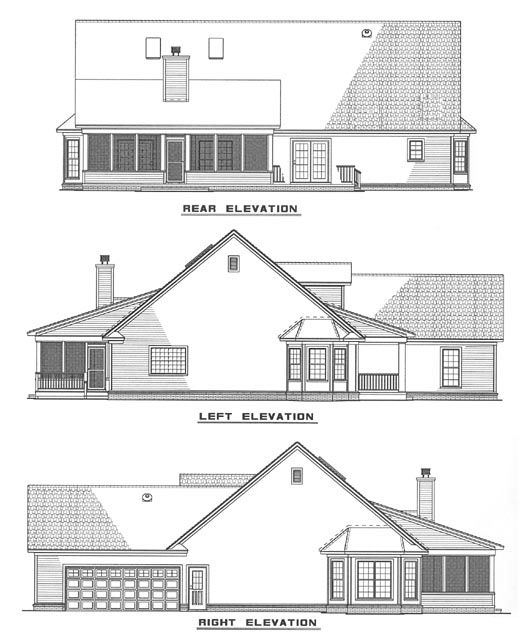 Rear Elevation for House Plan #316520