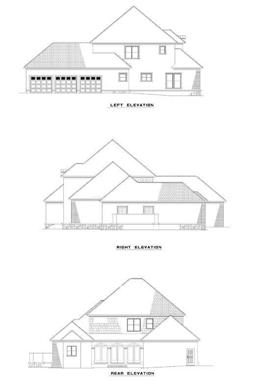 Rear Elevation for House Plan #310620