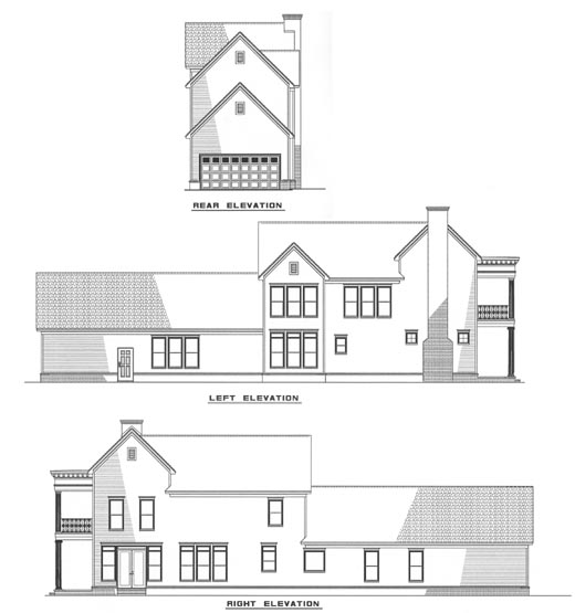 Rear Elevation for House Plan #319620