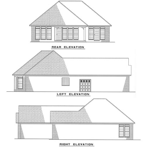 Rear Elevation for House Plan #311820