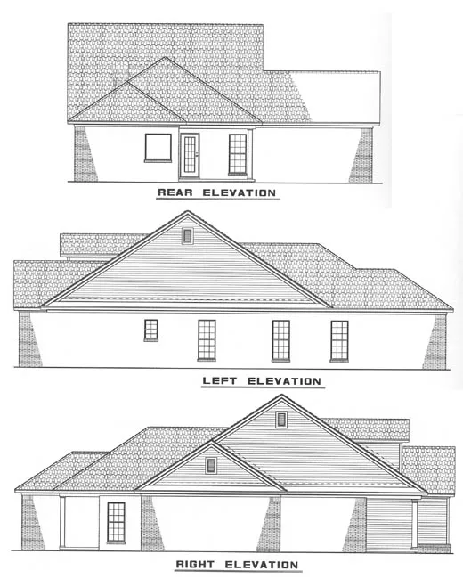 Rear Elevation for House Plan #310920