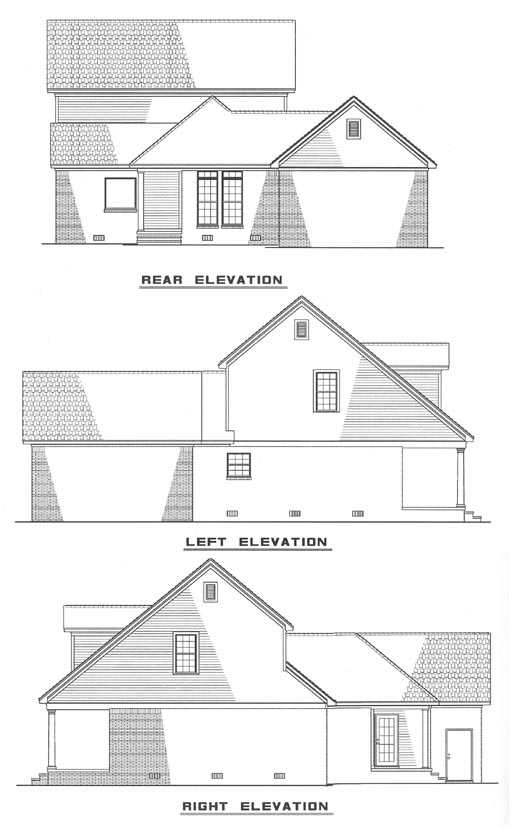 Rear Elevation for House Plan #313920