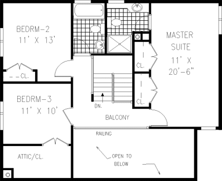 Second Floor Plan for House Plan #382002