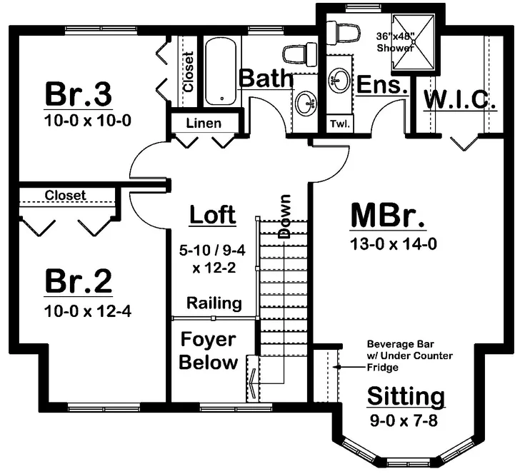 Second Floor Plan for House Plan #200295