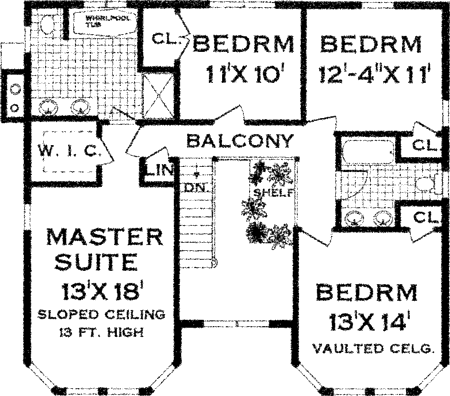 Second Floor Plan for House Plan #385102