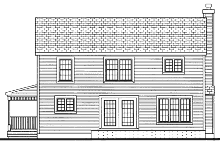 Rear Elevation for House Plan #385102