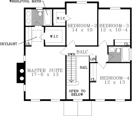 Second Floor Plan for House Plan #380507